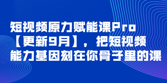 （3888期）短视频原力赋能课Pro【更新9月】，把短视频能力基因刻在你骨子里的课-副业宝典