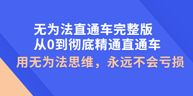 （3921期）无为法直通车完整版：从0到彻底精通直通车，用无为法思维，永远不会亏损-副业宝典
