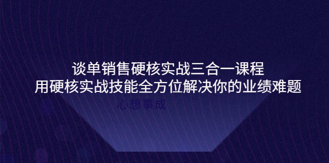 （3943期）谈单销售硬核实战三合一课程，用硬核实战技能全方位解决你的业绩难题-副业宝典