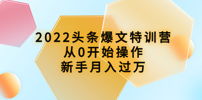 （3985期）2022头条爆文特训营：从0开始操作，新手月入过万（16节课时）-副业宝典