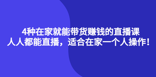 （4023期）4种在家就能带货赚钱的直播课，人人都能直播，适合在家一个人操作！-副业宝典