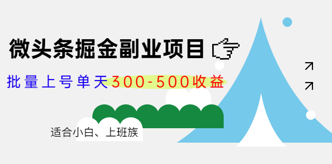（4081期）微头条掘金副业项目第4期：批量上号单天300-500收益，适合小白、上班族-副业宝典
