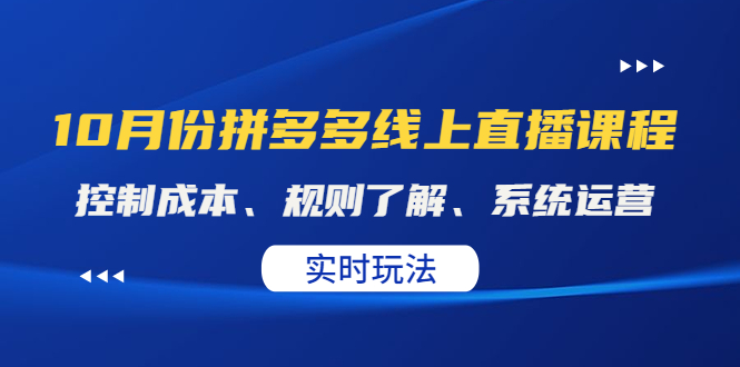 （4140期）某收费10月份拼多多线上直播课： 控制成本、规则了解、系统运营。实时玩法-副业宝典