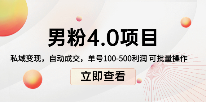 （4137期）道哥说创业男粉1+2+3+4.0项目：私域变现 自动成交 单号100-500利润 可批量-副业宝典