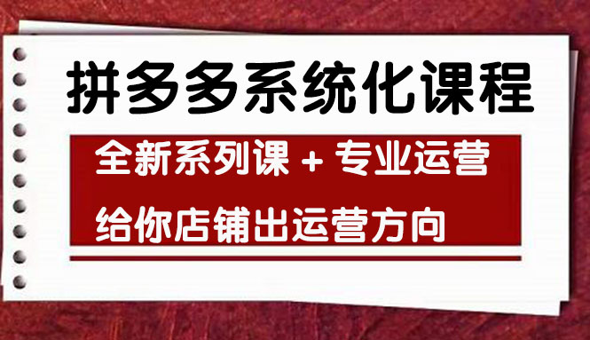 （4259期）车神陪跑，拼多多系统化课程，全新系列课+专业运营给你店铺出运营方向-副业宝典