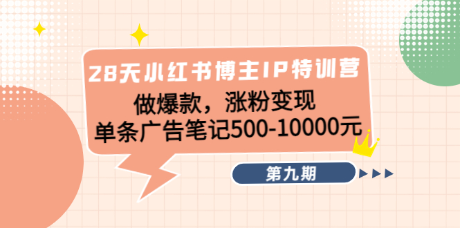 （4267期）28天小红书博主IP特训营《第9期》做爆款，涨粉变现 单条广告笔记500-10000-副业宝典