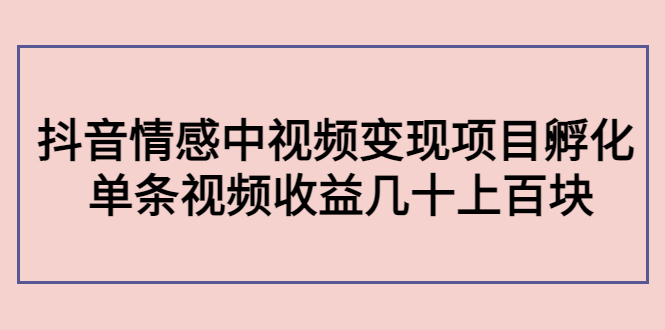 （4282期）黄岛主副业孵化营第5期：抖音情感中视频变现项目孵化 单条视频收益几十上百-副业宝典