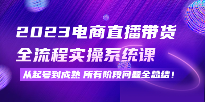 （4325期）2023电商直播带货全流程实操系统课：从起号到成熟所有阶段问题全总结！-副业宝典