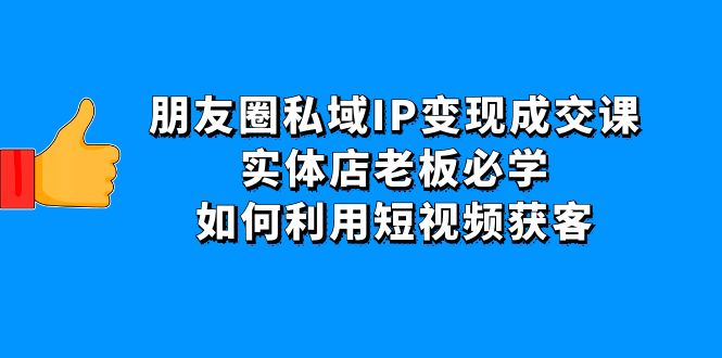 （4436期）朋友圈私域IP变现成交课：实体店老板必学，如何利用短视频获客-副业宝典