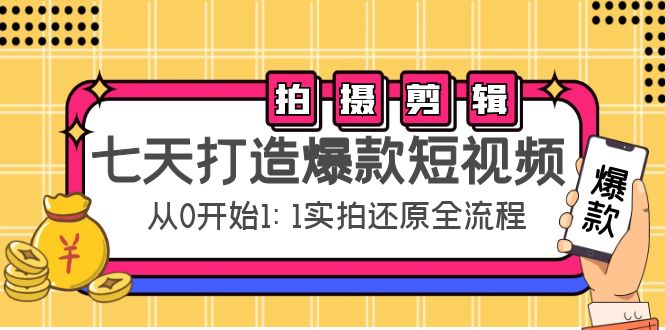 （4432期）七天打造爆款短视频：拍摄+剪辑实操，从0开始1:1实拍还原实操全流程-副业宝典