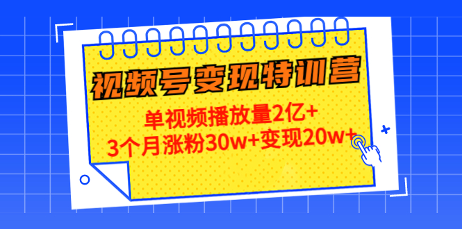 （4455期）20天视频号变现特训营：单视频播放量2亿+3个月涨粉30w+变现20w+-副业宝典