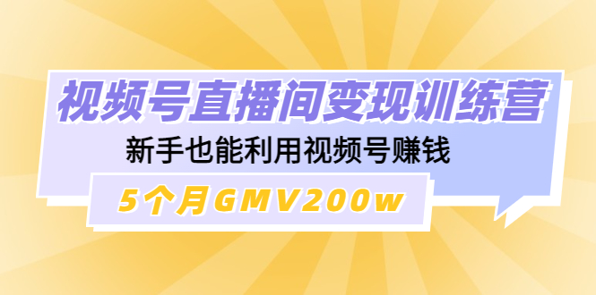 （4468期）视频号直播间变现训练营：新手也能利用视频号赚钱，5个月GMV200w-副业宝典