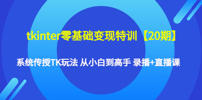 （4551期）tkinter零基础变现特训【20期】系统传授TK玩法 从小白到高手 录播+直播课-副业宝典