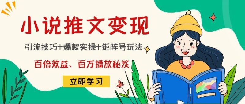 （4569期）小说推文训练营：引流技巧+爆款实操+矩阵号玩法，百倍效益、百万播放秘笈-副业宝典