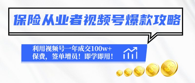 （4634期）保险从业者视频号爆款攻略：利用视频号一年成交100w+保费，签单增员！-副业宝典