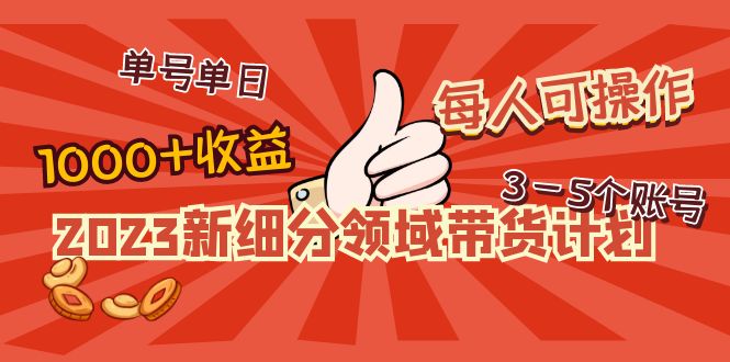（4827期）2023新细分领域带货计划：单号单日1000+收益不难，每人可操作3-5个账号-副业宝典