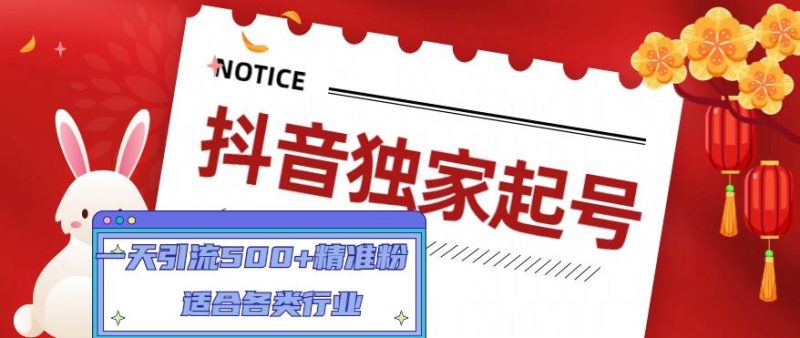 （4906期）抖音独家起号，一天引流500+精准粉，适合各类行业（9节视频课）-副业宝典