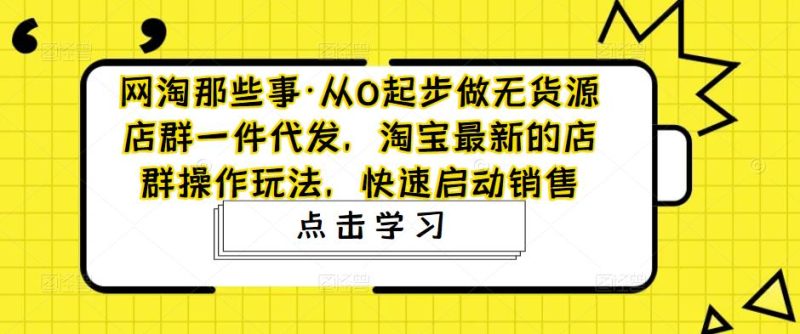 （4979期）从0起步做无货源店群一件代发，淘宝最新的店群操作玩法，快速启动销售-副业宝典
