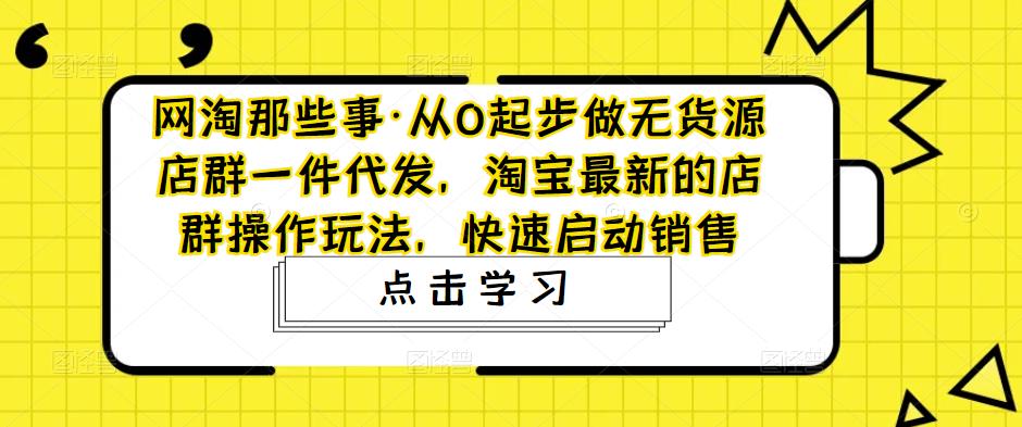 （4979期）从0起步做无货源店群一件代发，淘宝最新的店群操作玩法，快速启动销售-副业宝典