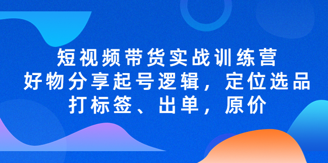 （5076期）短视频带货实战训练营，好物分享起号逻辑，定位选品打标签、出单，原价-副业宝典