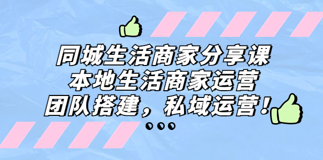 （5130期）同城生活商家分享课：本地生活商家运营，团队搭建，私域运营！-副业宝典