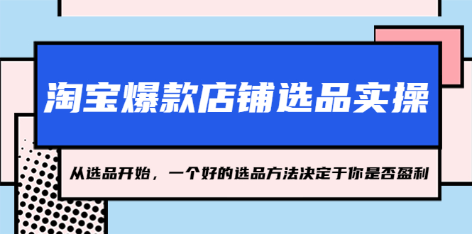 （5240期）淘宝爆款店铺选品实操，2023从选品开始，一个好的选品方法决定于你是否盈利-副业宝典