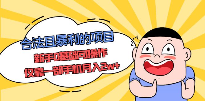 （5255期）合法且暴利的项目，新手0基础可操作，仅靠一部手机月入2w+-副业宝典