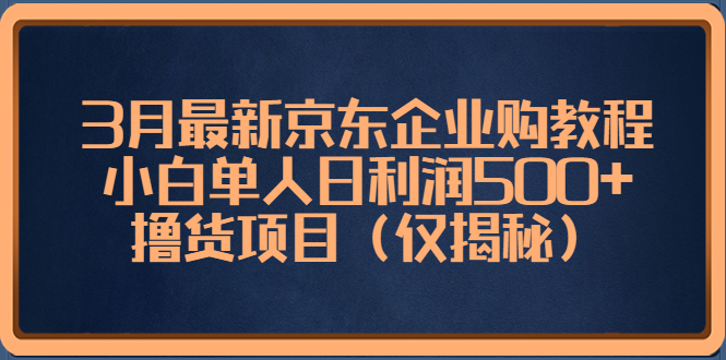 （5277期）3月最新京东企业购教程，小白单人日利润500+撸货项目（仅揭秘）-副业宝典