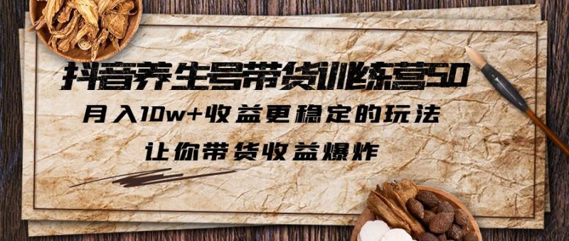 （5313期）抖音养生号带货·训练营5.0，月入10w+收益更稳定的玩法，让你带货收益爆炸-副业宝典