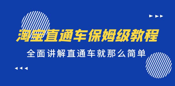 （5328期）淘宝直通车保姆级教程，全面讲解直通车就那么简单！-副业宝典