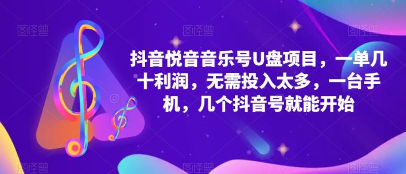 （5393期）抖音音乐号U盘项目 一单几十利润 无需投入太多 一台手机 几个抖音号就开始-副业宝典
