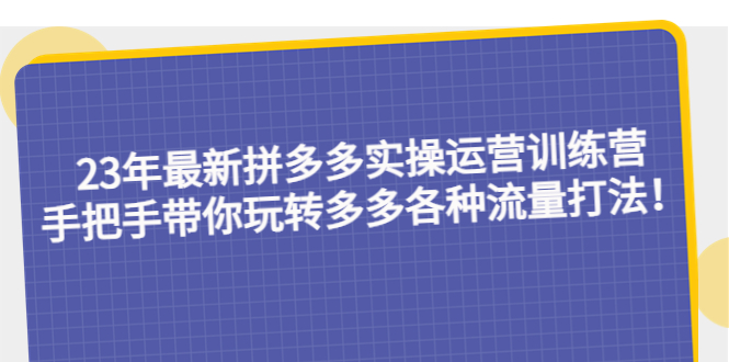 （5435期）23年最新拼多多实操运营训练营：手把手带你玩转多多各种流量打法！-副业宝典