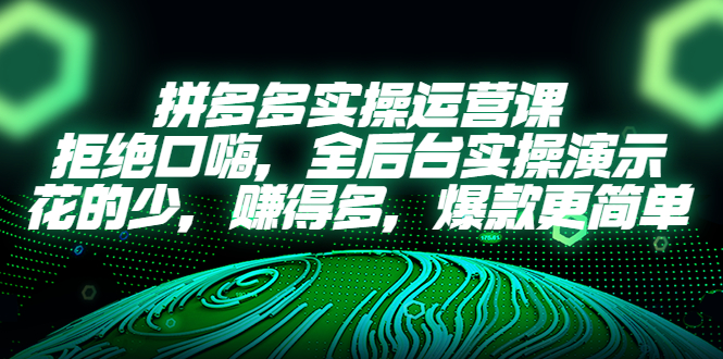 （5423期）拼多多实操运营课：拒绝口嗨，全后台实操演示，花的少，赚得多，爆款更简单-副业宝典