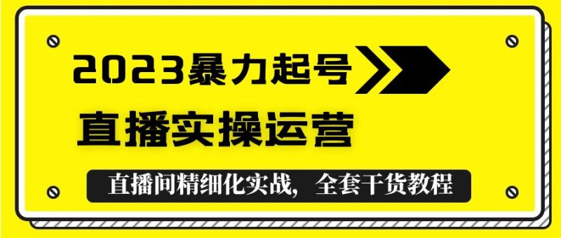 （5475期）2023暴力起号+直播实操运营，全套直播间精细化实战，全套干货教程！-副业宝典