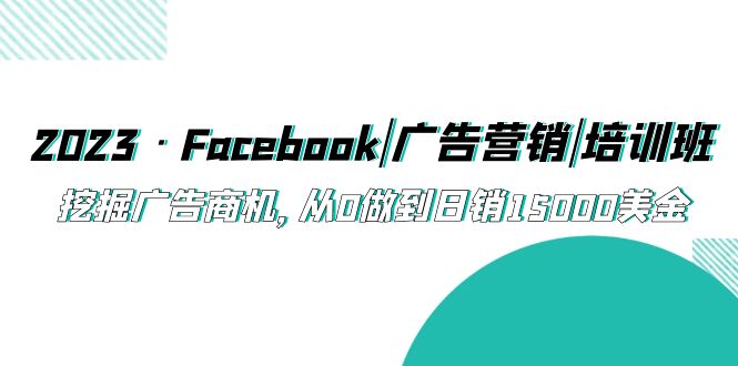 （5583期）2023·Facebook|广告营销|培训班，挖掘广告商机，从0做到日销15000美金-副业宝典