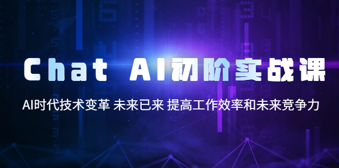 （5610期）Chat AI初阶实战课，AI时代技术变革 未来已来 提高工作效率和未来竞争力-副业宝典