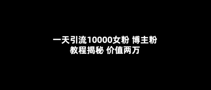 （5647期）一天引流10000女粉，博主粉教程揭秘（价值两万）-副业宝典
