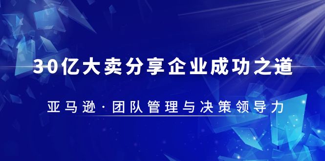 （5641期）30·亿大卖·分享企业·成功之道-亚马逊·团队管理与决策领导力-副业宝典