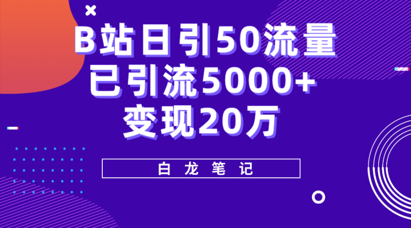（5655期）B站日引50+流量，实战已引流5000+变现20万，超级实操课程。-副业宝典