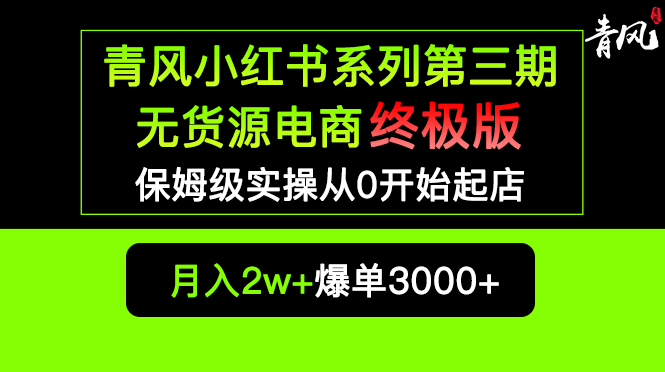 （5723期）小红书无货源电商爆单终极版【视频教程+实战手册】保姆级实操从0起店爆单-副业宝典