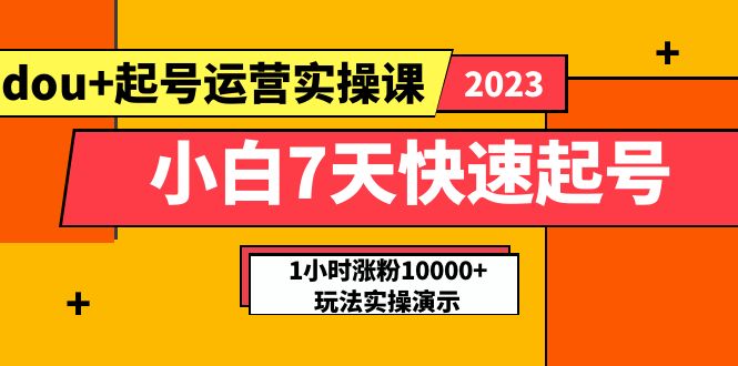 （5878期）小白7天快速起号：dou+起号运营实操课，实战1小时涨粉10000+玩法演示-副业宝典