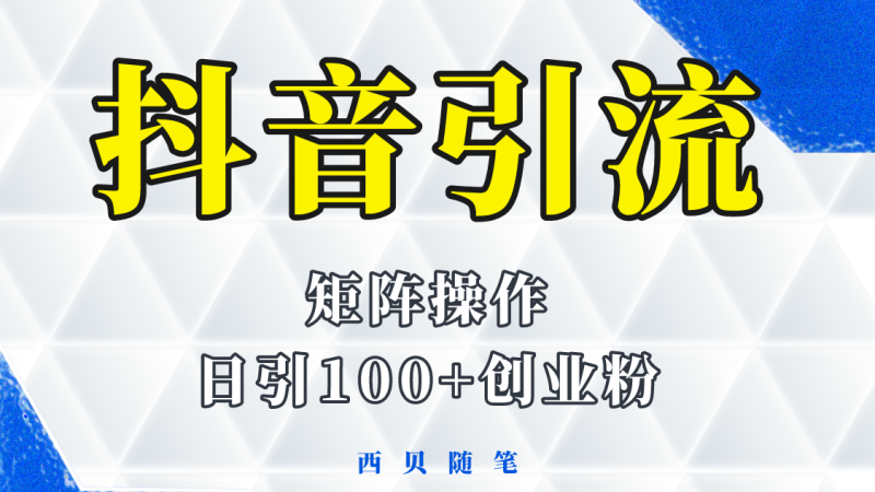 （5871期）抖音引流术，矩阵操作，一天能引100多创业粉-副业宝典