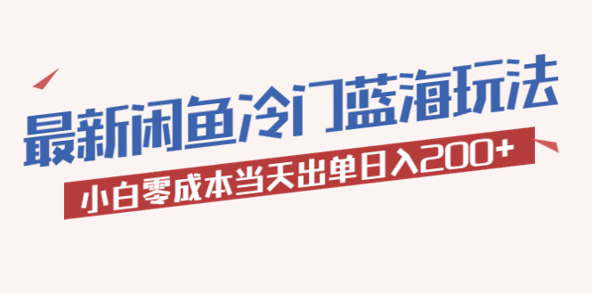 （5903期）2023最新闲鱼冷门蓝海玩法，小白零成本当天出单日入200+-副业宝典