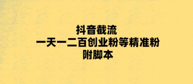 （5920期）最新抖音截流玩法，一天轻松引流一二百创业精准粉，附脚本+玩法-副业宝典