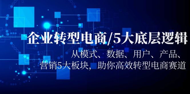（5939期）企业转型电商/5大底层逻辑，从模式 数据 用户 产品 营销5大板块，高效转型-副业宝典