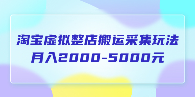 （5931期）淘宝虚拟整店搬运采集玩法分享课：月入2000-5000元（5节课）-副业宝典