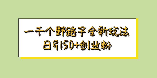（5960期）一千个野路子全新玩法 日引50+创业粉-副业宝典