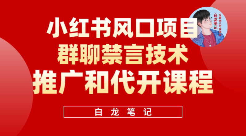 （5973期）小红书风口项目日入300+，小红书群聊禁言技术代开项目，适合新手操作-副业宝典
