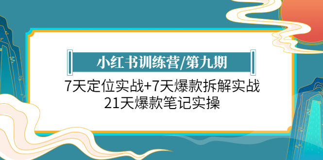 （6016期）小红书训练营/第九期：7天定位实战+7天爆款拆解实战，21天爆款笔记实操-副业宝典