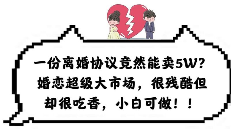 （6176期）一份离婚协议竟然能卖5W？婚恋超级大市场，很残酷但却很吃香，小白可做-副业宝典